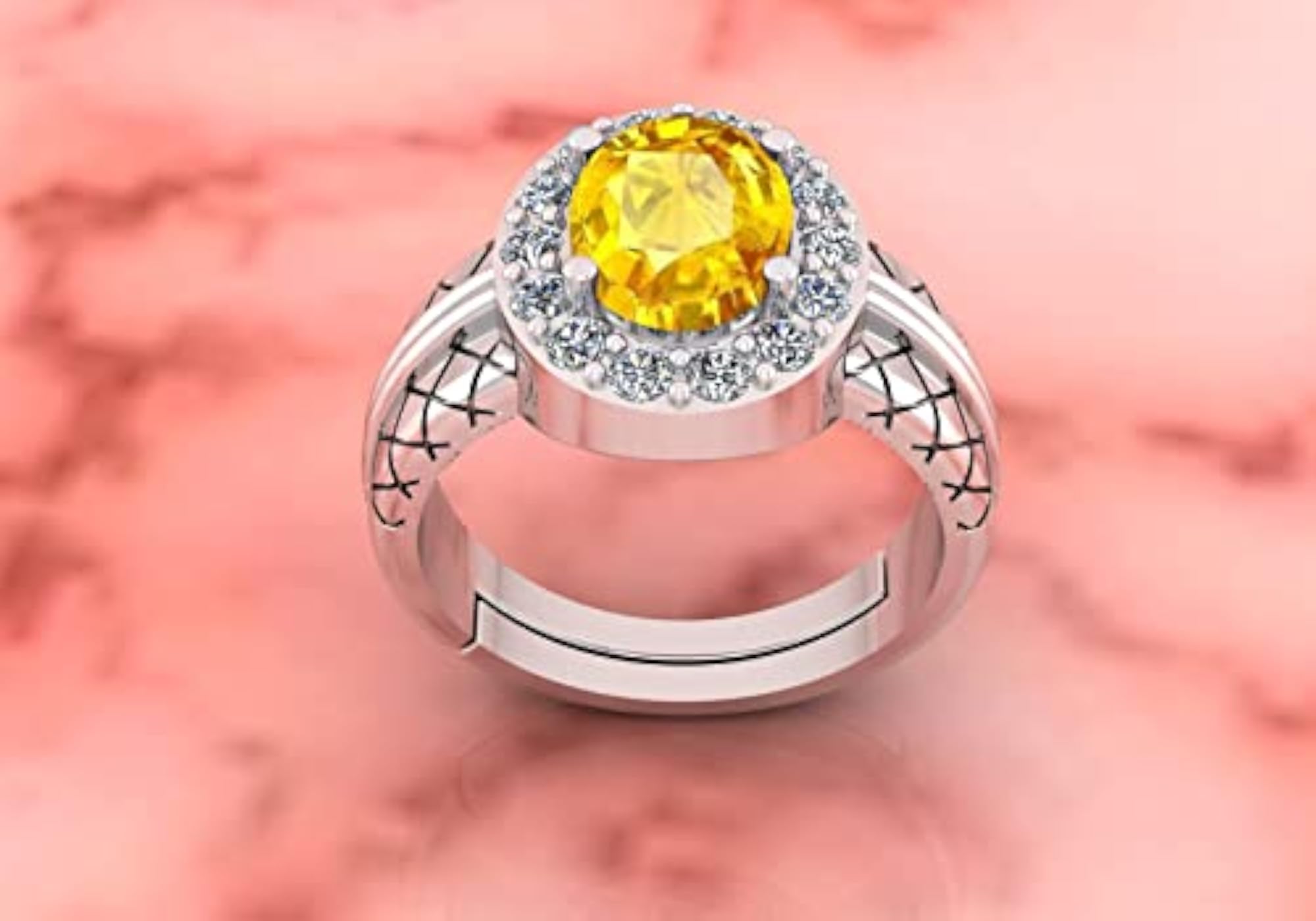 Natural Yellow Sapphire Adjustable Sterling Silver Ring, Unisex